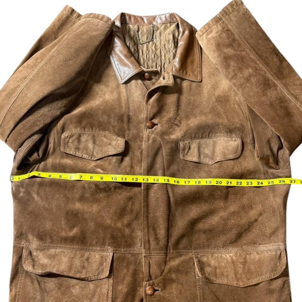 Men's Brown Suede Field Jacket - Classic Leather Collar - Picture 9 of 10